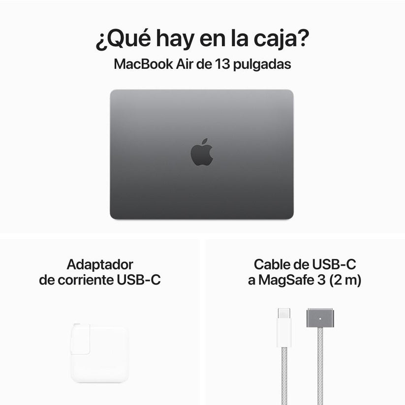 MacBook Air de 13 pulgadas: Chip M3 de Apple con CPU de 8 núcleos y GPU de 10 núcleos, 512 GB SSD - Gris espacial