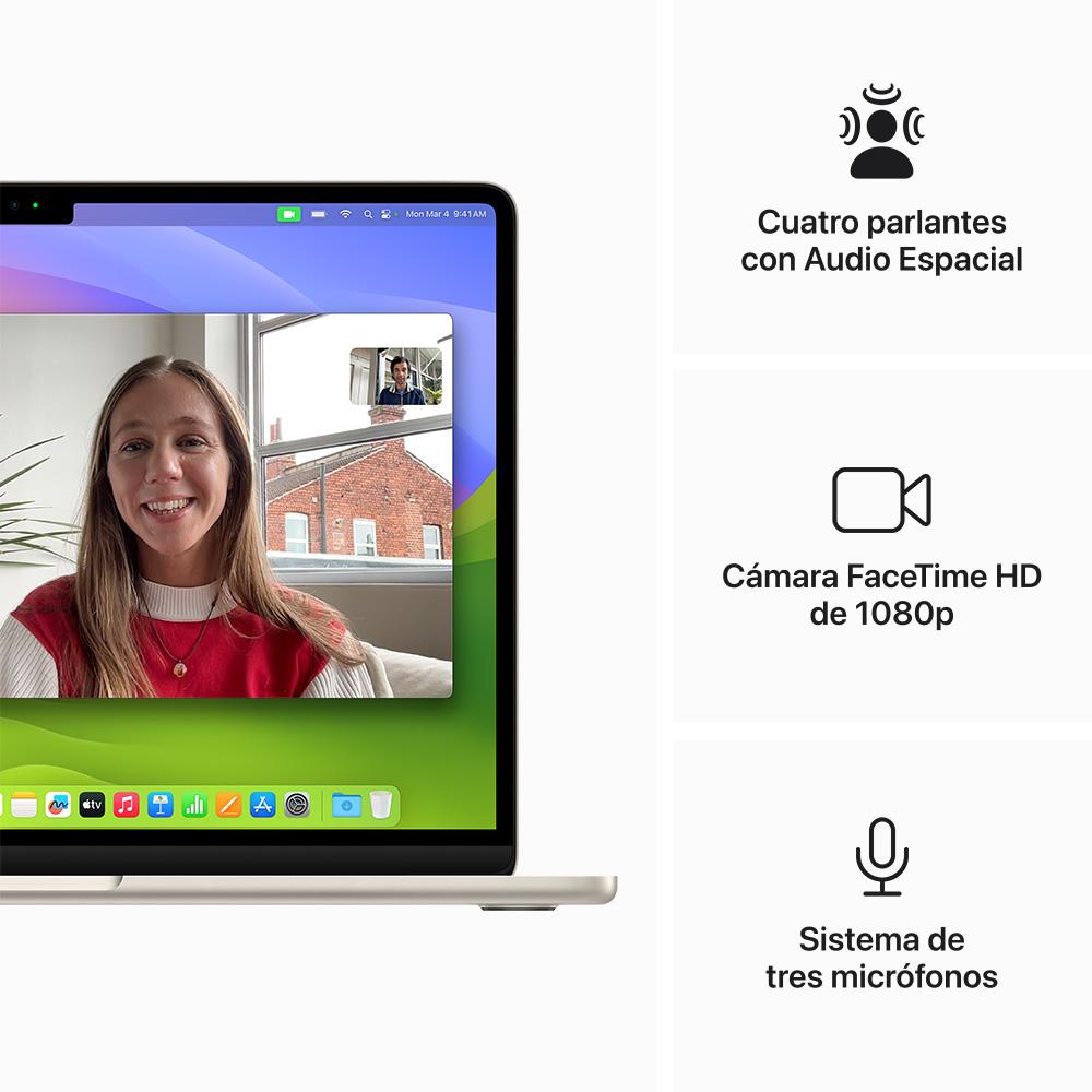 MacBook Air de 13 pulgadas: Chip M3 de Apple con CPU de 8 núcleos y GPU de 10 núcleos, 512 GB SSD - Blanco estrella