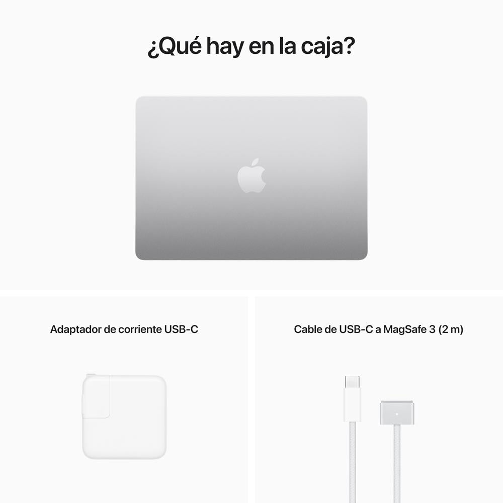 MacBook Air de 13 pulgadas: Chip M2 de Apple con CPU de ocho núcleos y GPU de ocho núcleos, 256 GB SSD - Plata