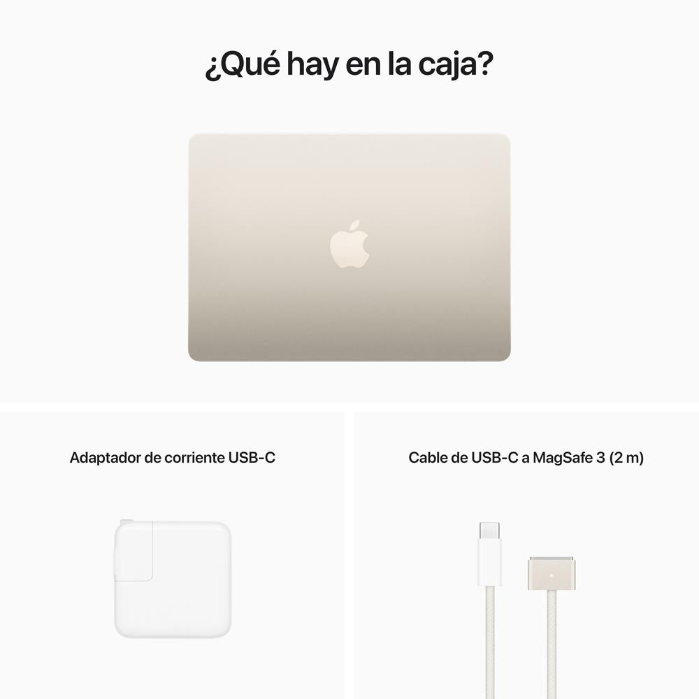 MacBook Air de 13 pulgadas: Chip M2 de Apple con CPU de ocho núcleos y GPU de ocho núcleos, 256 GB SSD - Blanco estrella