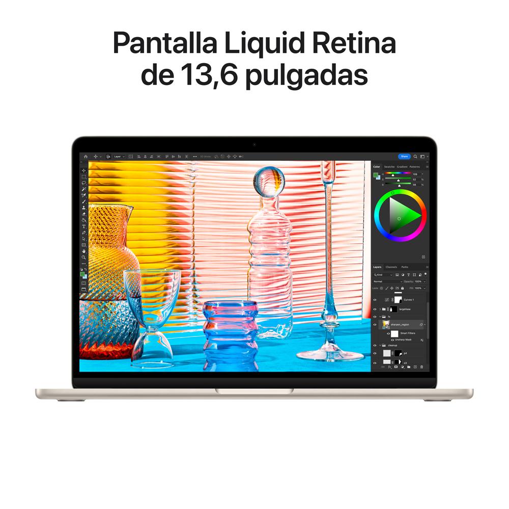 MacBook Air de 13 pulgadas: Chip M2 de Apple con CPU de ocho núcleos y GPU de ocho núcleos, 256 GB SSD - Blanco estrella