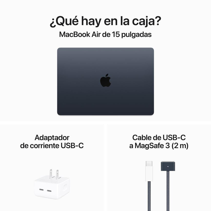 MacBook Air de 15 pulgadas: Chip M3 de Apple con CPU de 8 núcleos y GPU de 10 núcleos, 512 GB SSD - Azul medianoche