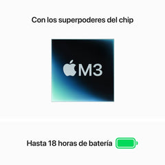 MacBook Air de 15 pulgadas: Chip M3 de Apple con CPU de 8 núcleos y GPU de 10 núcleos, 256 GB SSD - Plata