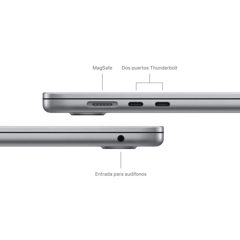 MacBook Air de 15 pulgadas: Chip M3 de Apple con CPU de 8 núcleos y GPU de 10 núcleos, 256 GB SSD - Gris espacial