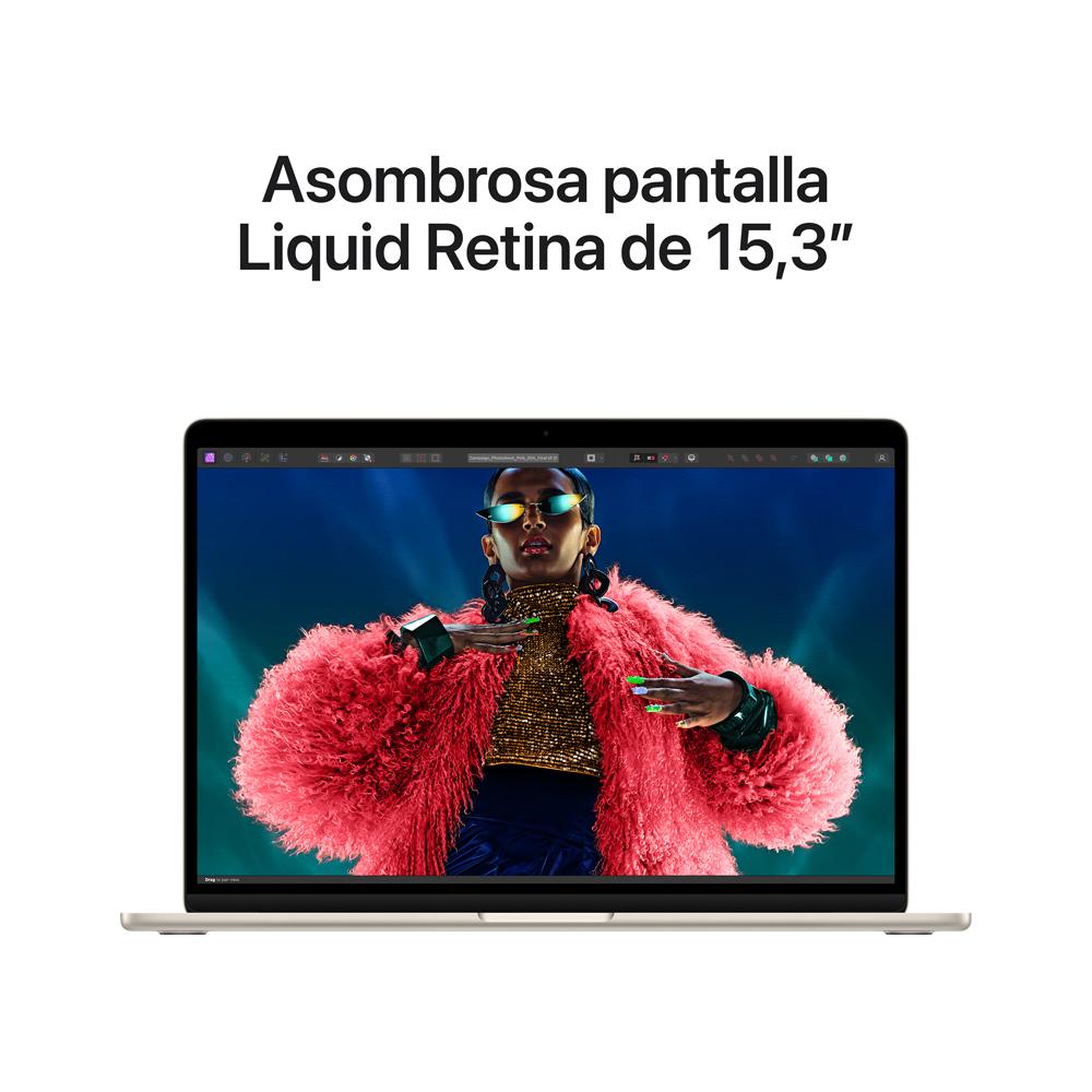 MacBook Air de 15 pulgadas: Chip M3 de Apple con CPU de 8 núcleos y GPU de 10 núcleos, 512 GB SSD - Blanco estrella