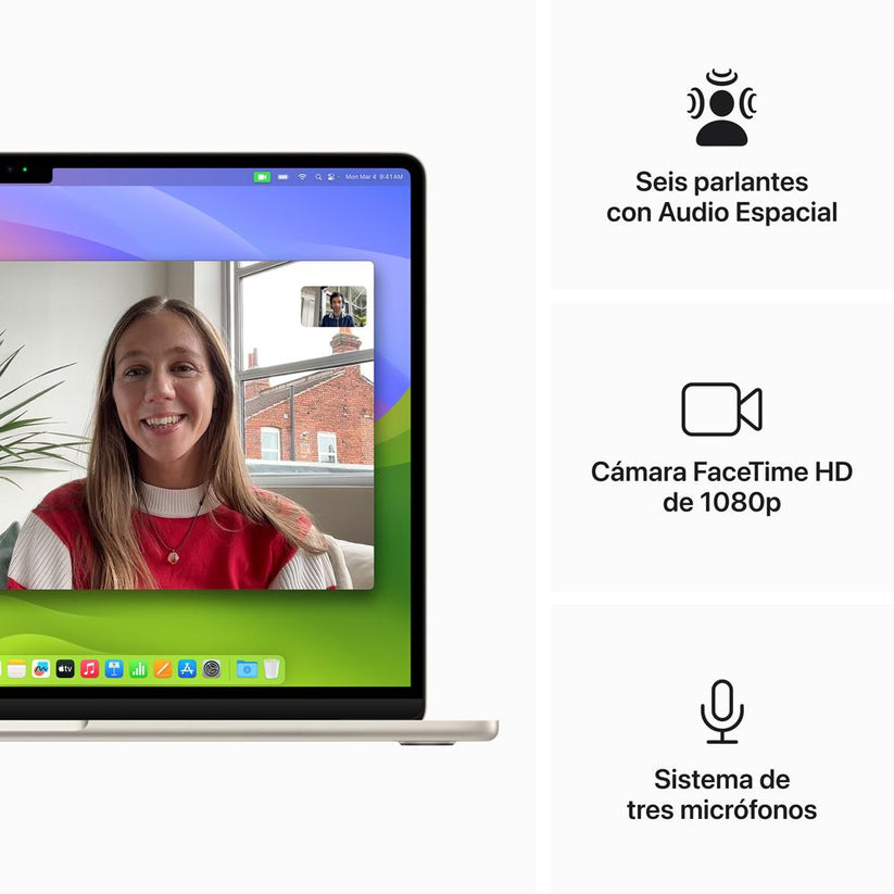 MacBook Air de 15 pulgadas: Chip M3 de Apple con CPU de 8 núcleos y GPU de 10 núcleos, 256 GB SSD - Blanco estrella