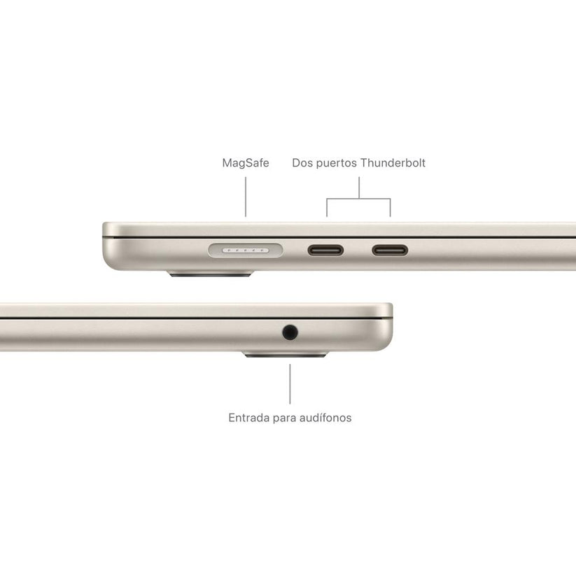 MacBook Air de 15 pulgadas: Chip M3 de Apple con CPU de 8 núcleos y GPU de 10 núcleos, 256 GB SSD - Blanco estrella