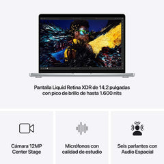 MacBook Pro de 14 pulgadas: Chip M4 de Apple con CPU de 10 núcleos y GPU de 10 núcleos, 1 TB SSD - Plata