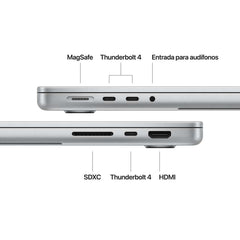 MacBook Pro de 14 pulgadas: Chip M4 de Apple con CPU de 10 núcleos y GPU de 10 núcleos, 1 TB SSD - Plata