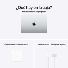 MacBook Pro de 14 pulgadas: Chip M4 de Apple con CPU de 10 núcleos y GPU de 10 núcleos, 512 GB SSD - Plata