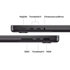 MacBook Pro de 14 pulgadas: Chip M4 de Apple con CPU de 10 núcleos y GPU de 10 núcleos, 512 GB SSD - Negro espacial