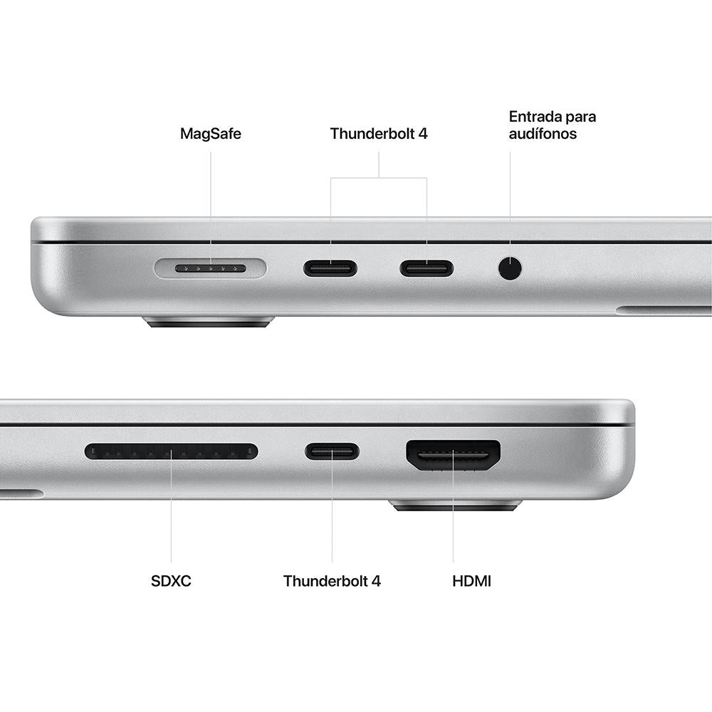 MacBook Pro de 14 pulgadas: Chip M2 Pro de Apple con CPU de 10 núcleos y GPU de 16 núcleos, 512 GB SSD - Plata