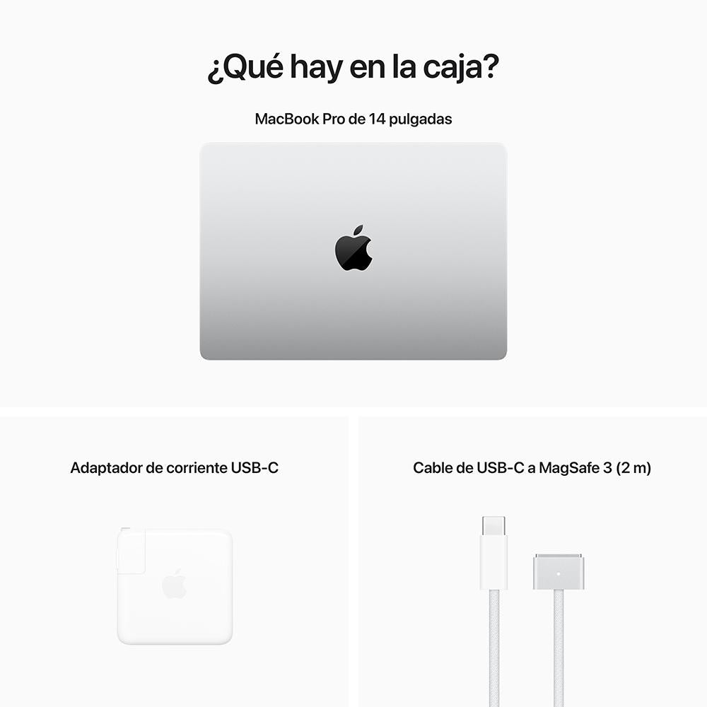 MacBook Pro de 14 pulgadas: Chip M2 Pro de Apple con CPU de 10 núcleos y GPU de 16 núcleos, 512 GB SSD - Plata