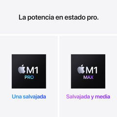 MacBook Pro de 16 pulgadas: Chip M1 Pro de Apple con CPU de diez núcleos y GPU de dieciséis núcleos, 512 GB SSD - Plata
