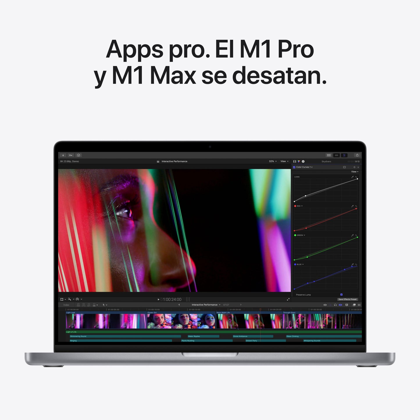 MacBook Pro de 16 pulgadas: Chip M1 Pro de Apple con CPU de diez núcleos y GPU de dieciséis núcleos, 512 GB SSD - Gris espacial