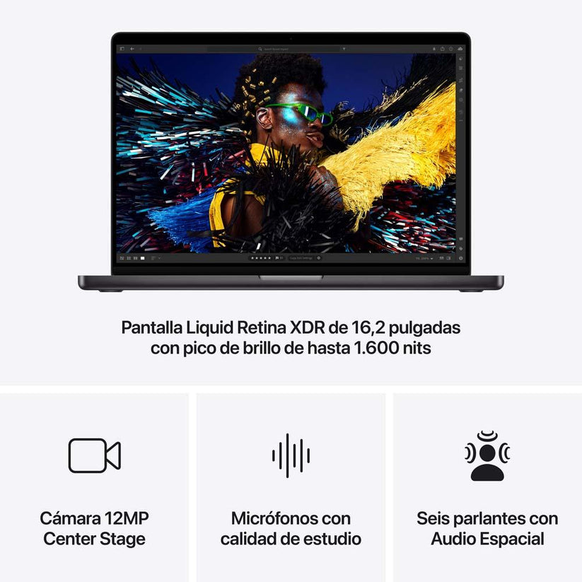 MacBook Pro de 16 pulgadas: Chip M4 Max de Apple con CPU de 16 núcleos y GPU de 40 núcleos, 1 TB SSD - Negro espacial