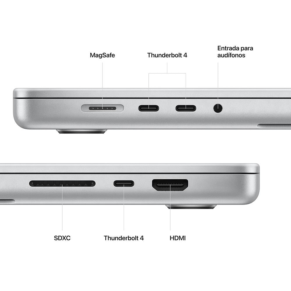 MacBook Pro de 16 pulgadas: Chip M2 Pro de Apple con CPU de 12 núcleos y GPU de 19 núcleos, 512 GB SSD - Plata