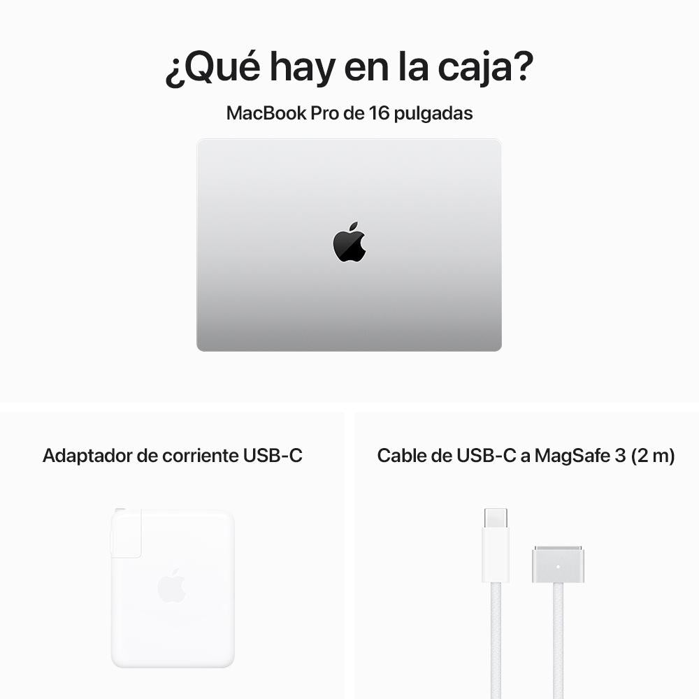 MacBook Pro de 16 pulgadas: Chip M3 Pro de Apple con CPU de 12 núcleos y GPU de 18 núcleos, 512 GB SSD - Plata