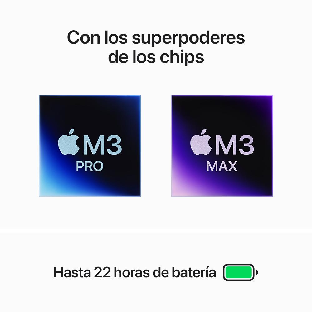 MacBook Pro de 16 pulgadas: Chip M3 Pro de Apple con CPU de 12 núcleos y GPU de 18 núcleos, 512 GB SSD - Plata