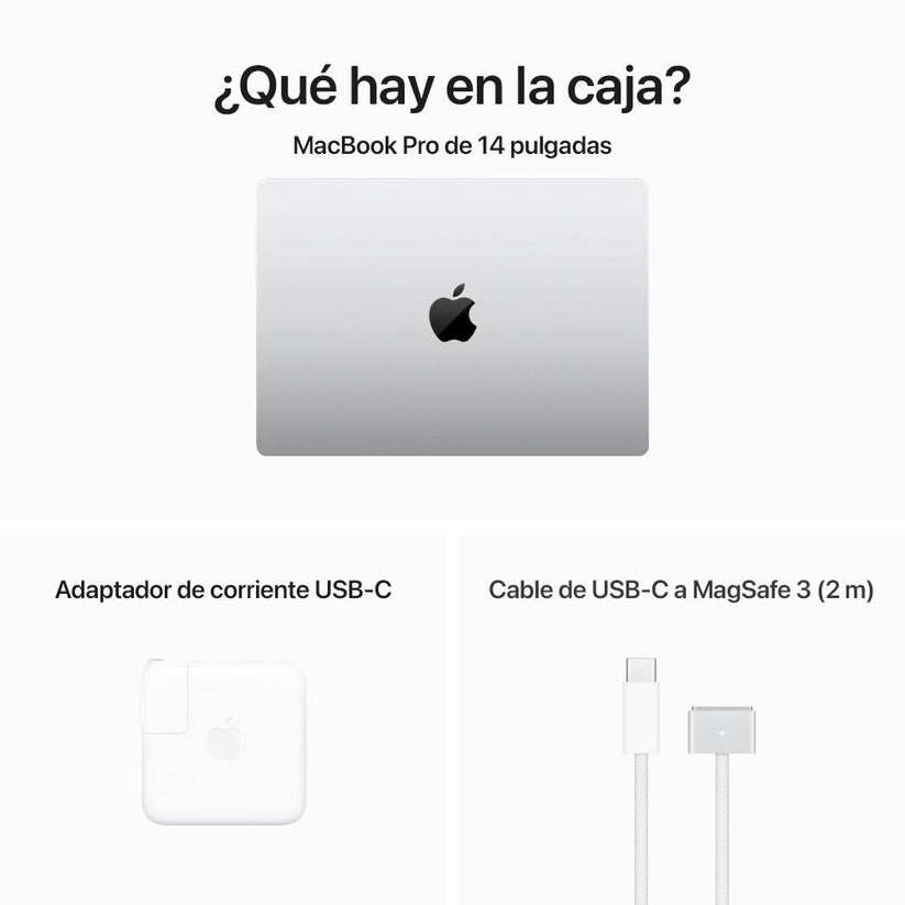 MacBook Pro de 14 pulgadas: Chip M3 de Apple con CPU de 8 núcleos y GPU de 10 núcleos, 1 TB SSD - Plata