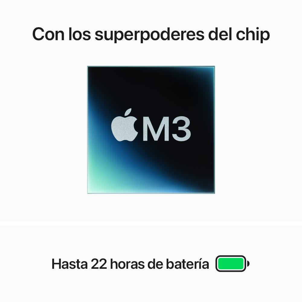 MacBook Pro de 14 pulgadas: Chip M3 de Apple con CPU de 8 núcleos y GPU de 10 núcleos, 512 GB SSD - Plata