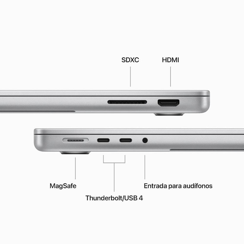 MacBook Pro de 14 pulgadas: Chip M3 de Apple con CPU de 8 núcleos y GPU de 10 núcleos, 1 TB SSD - Plata