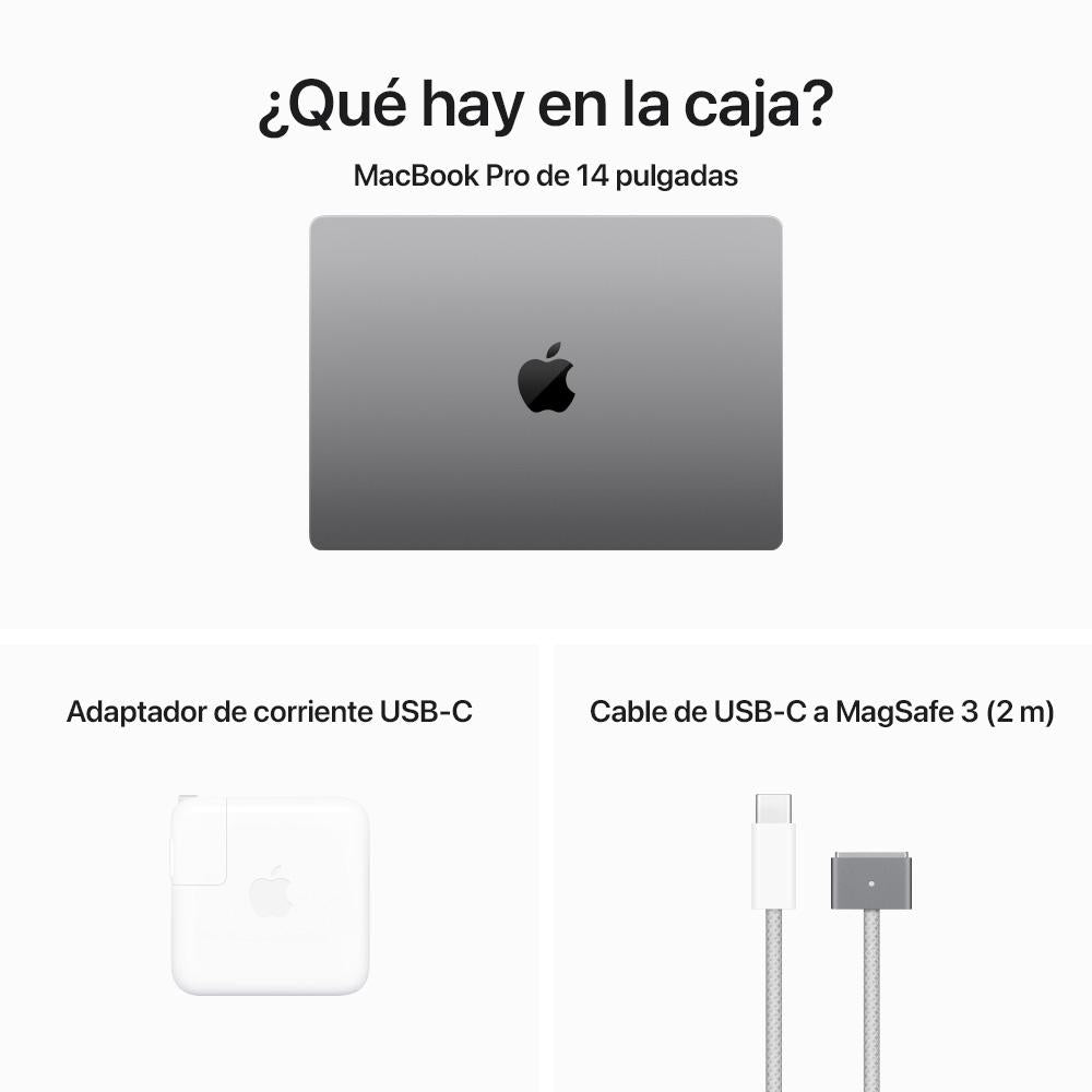MacBook Pro de 14 pulgadas: Chip M3 de Apple con CPU de 8 núcleos y GPU de 10 núcleos, 1 TB SSD - Gris espacial