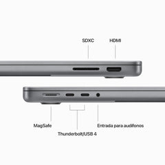 MacBook Pro de 14 pulgadas: Chip M3 de Apple con CPU de 8 núcleos y GPU de 10 núcleos, 1 TB SSD - Gris espacial