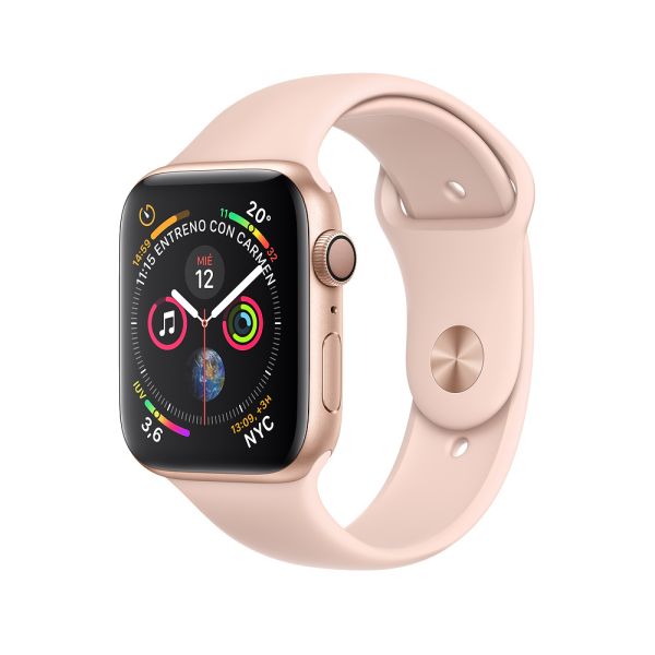 Apple Watch Series 4 GPS • Caja de aluminio rosada de 44 mm • Correa deportiva rosado claro