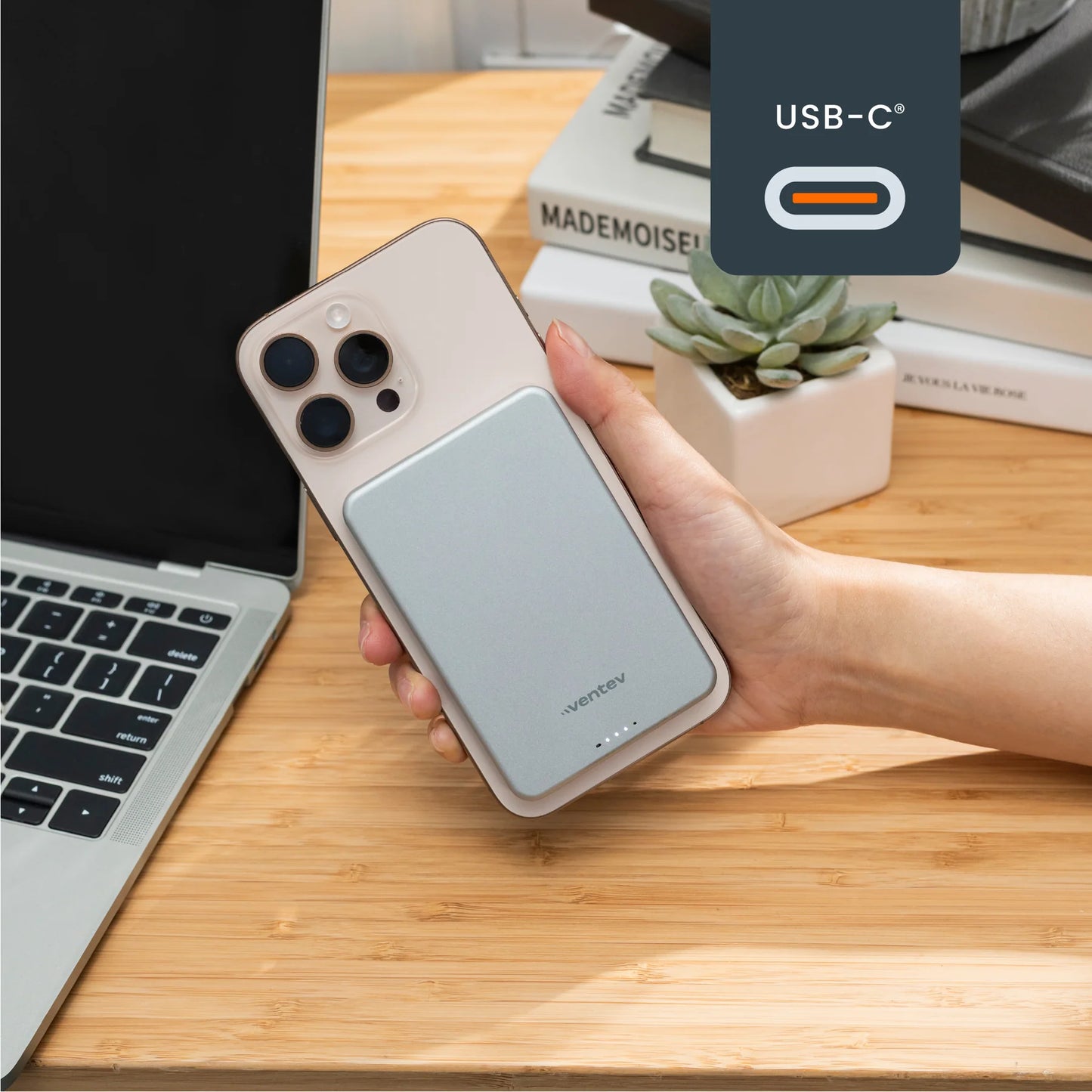 BATERIA VENTEV MAGSAFE PORTABLE 5000mAh Qi2 GREY