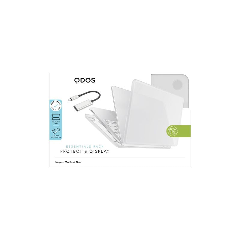 CARCASA QDOS PACK + ADAPTADOR USBC A HDMI PARA MACBOOKNEO SILVER