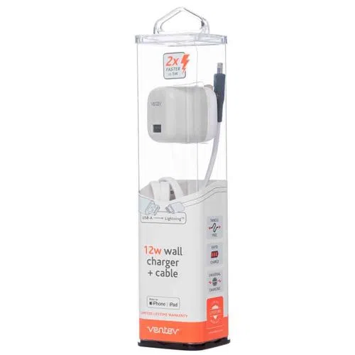 12W USB A WALL CHARGER AND USB A TO APPLE LIGHTNING