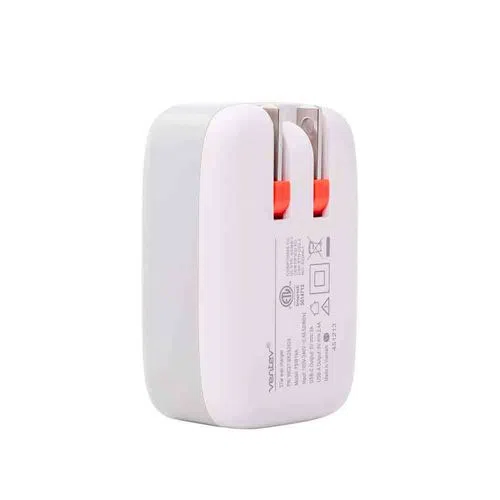 27W DUAL USB C AND USB A WALL CHARGER WHITE