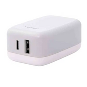 27W DUAL USB C AND USB A WALL CHARGER WHITE