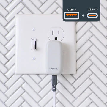 ADAPTADOR VENTEV DE PARED 27W 2 PUERTOS USB-A / USB-C WHITE