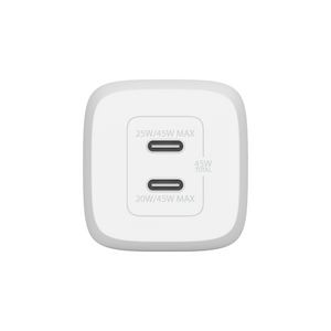 ADAPTADOR BELKIN DE PARED BOOSTCHARGE 45W GaN 2 PUERTOS