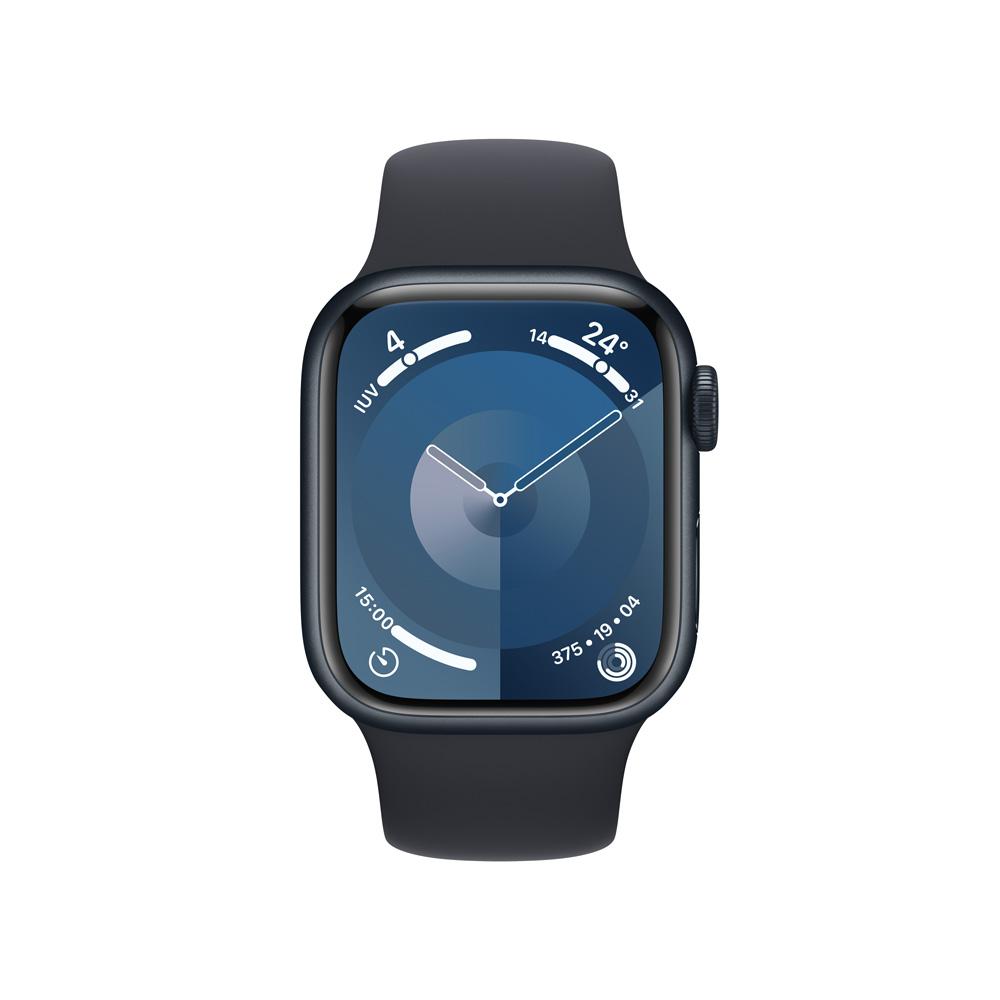 Apple Watch Series 9 GPS • Caja de aluminio color medianoche de 41 mm • Correa deportiva color medianoche - S/M