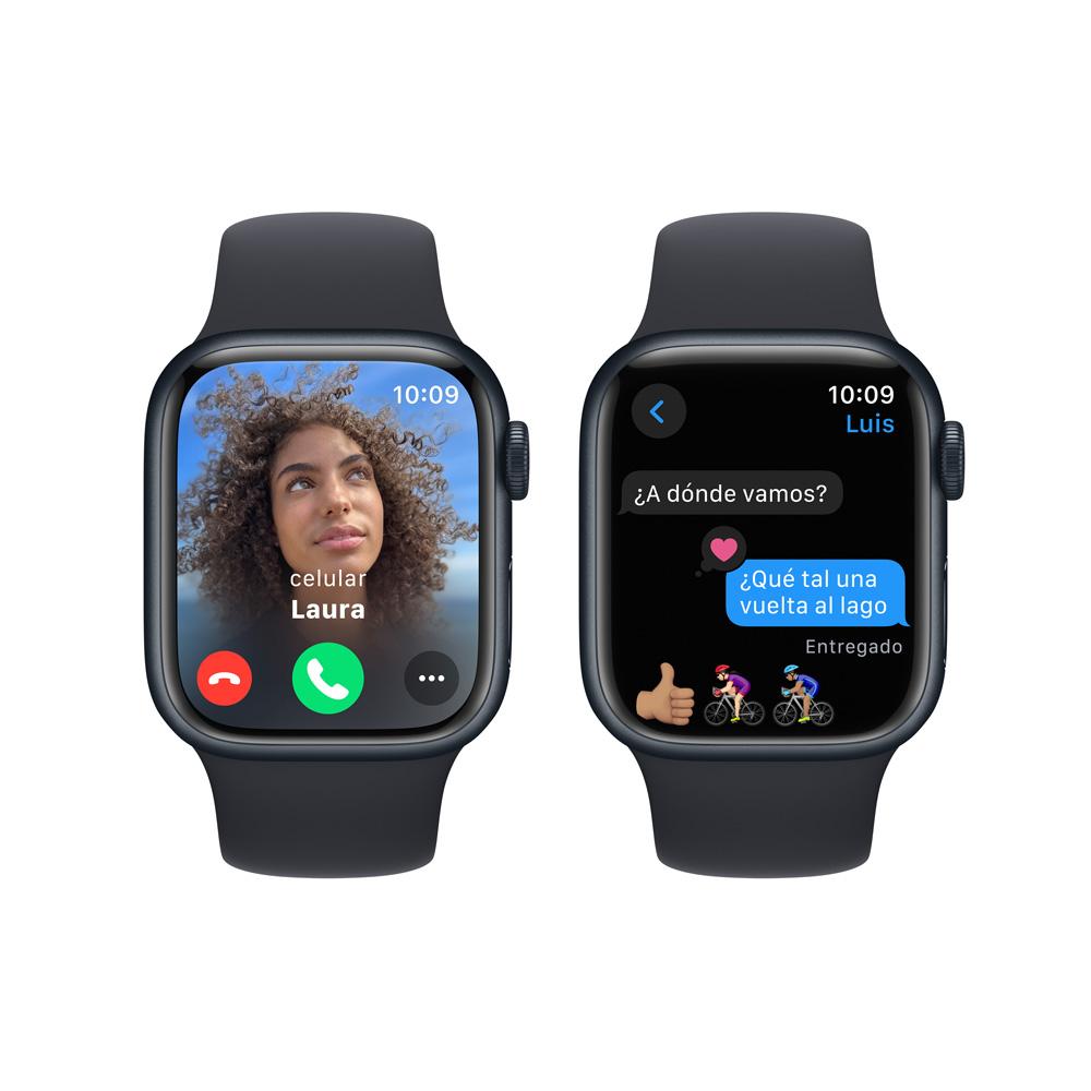 Apple Watch Series 9 GPS • Caja de aluminio color medianoche de 41 mm • Correa deportiva color medianoche - S/M