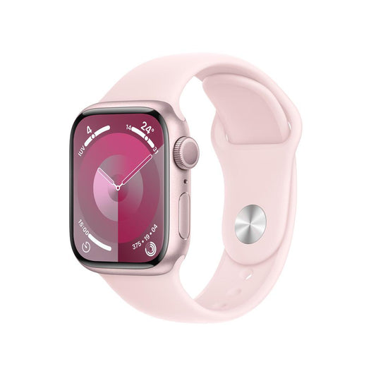 Apple Watch Series 9 GPS • Caja de aluminio rosada de 41 mm • Correa deportiva rosado claro - S/M