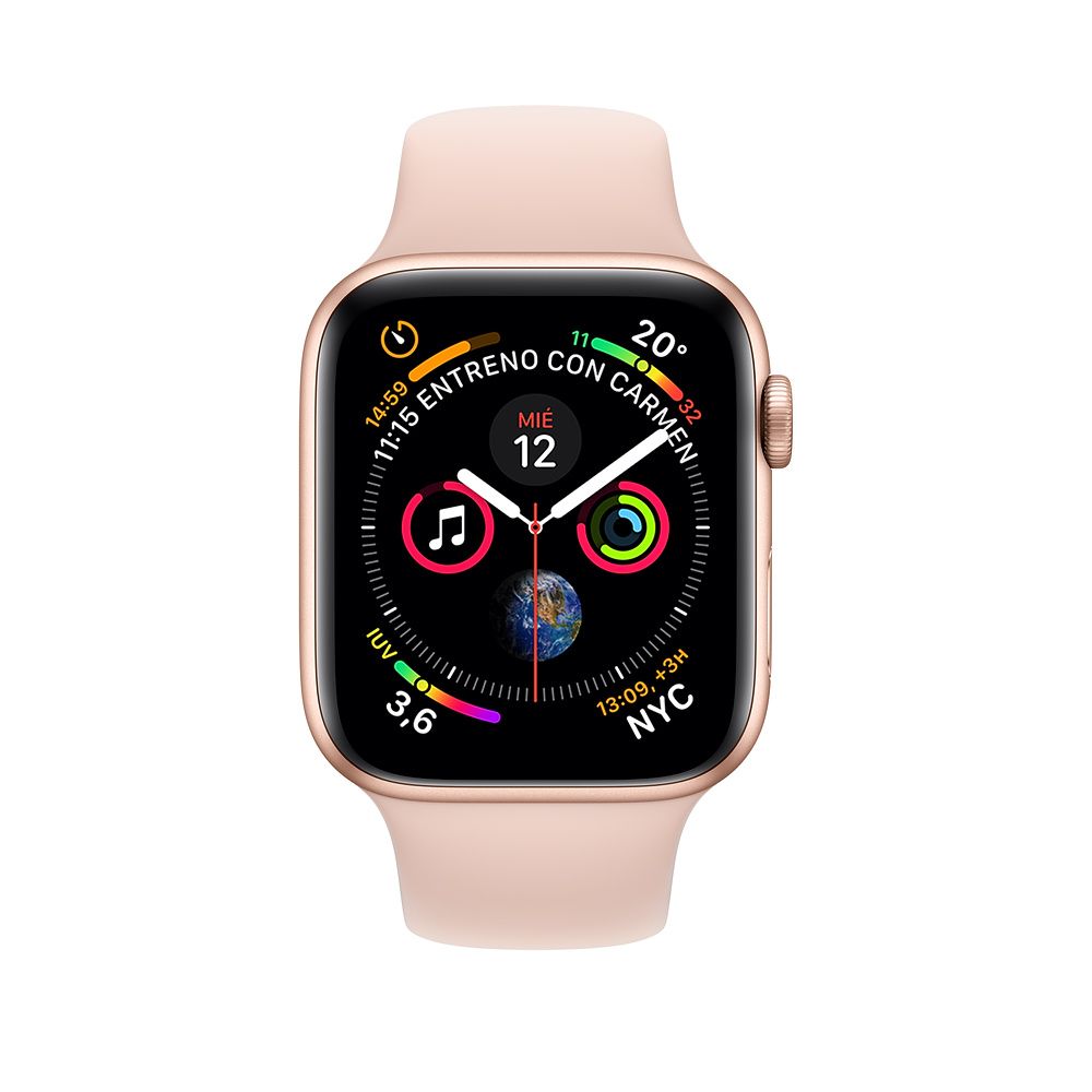 Apple Watch Series 4 GPS • Caja de aluminio rosada de 44 mm • Correa deportiva rosado claro