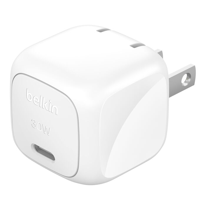ADAPTADOR BELKIN DE PARED 30W GaN USB-C + CABLE USB-C WHITE