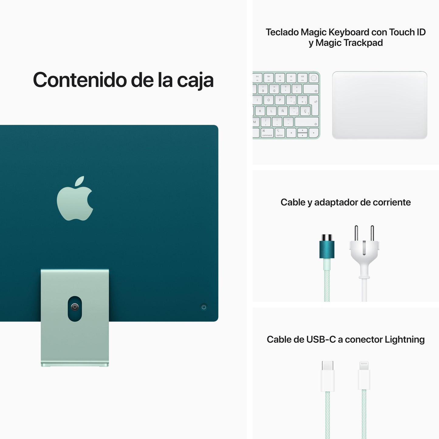 iMac con pantalla Retina 4,5K de 24 pulgadas: Chip M1 de Apple con CPU de ocho núcleos y GPU de ocho núcleos, 256 GB SSD - Verde