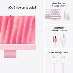 iMac con pantalla Retina 4,5K de 24 pulgadas: Chip M4 de Apple con CPU de 8 núcleos y GPU de 8 núcleos, 256 GB SSD - Rosa