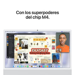 iMac con pantalla Retina 4,5K de 24 pulgadas: Chip M4 de Apple con CPU de 8 núcleos y GPU de 8 núcleos, 256 GB SSD - Plata