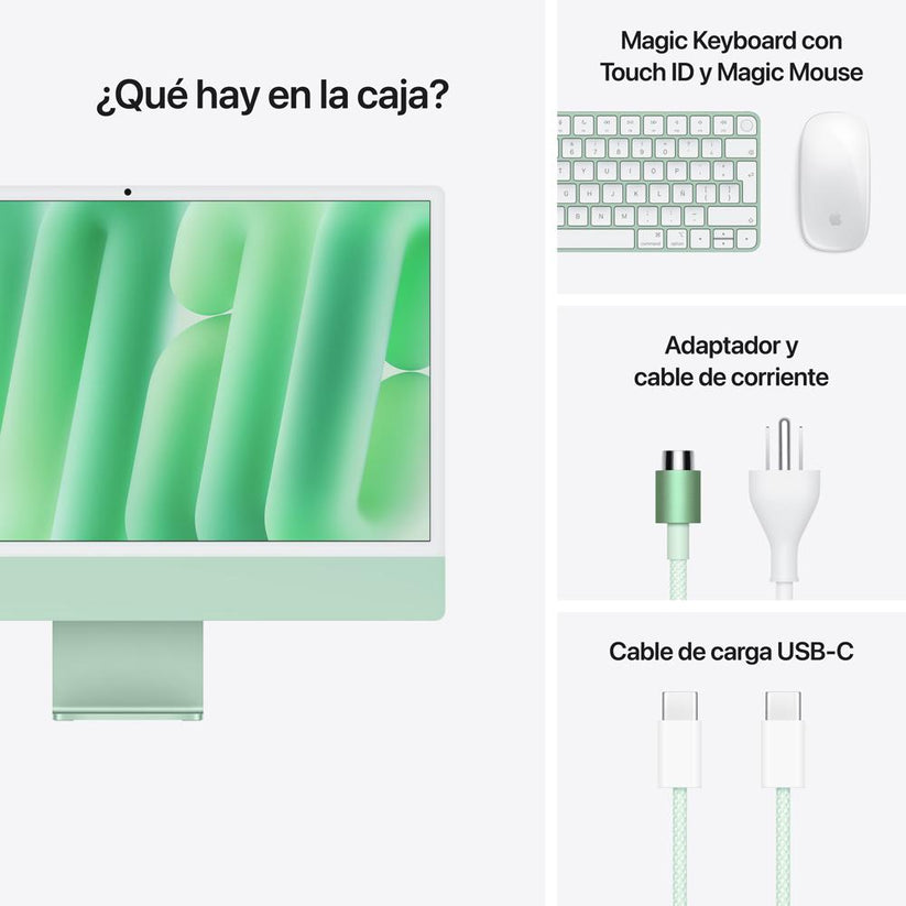 iMac con pantalla Retina 4,5K de 24 pulgadas: Chip M4 de Apple con CPU de 10 núcleos y GPU de 10 núcleos, 512 GB SSD - Verde