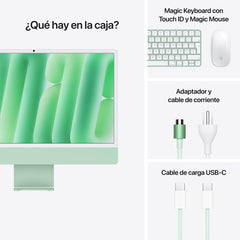 iMac con pantalla Retina 4,5K de 24 pulgadas: Chip M4 de Apple con CPU de 10 núcleos y GPU de 10 núcleos, 256 GB SSD - Verde
