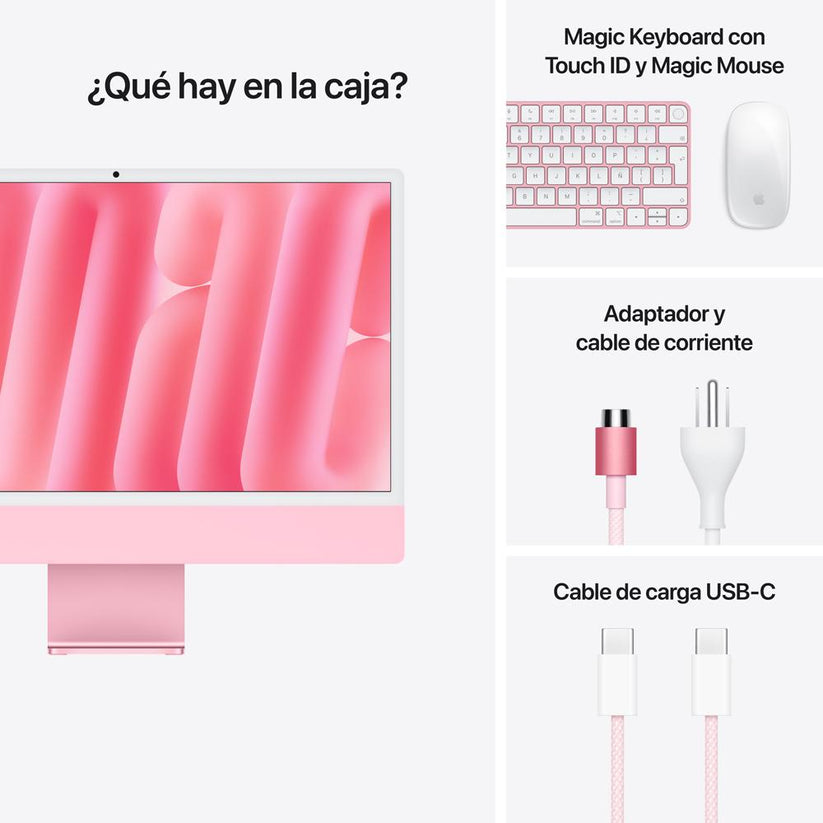 iMac con pantalla Retina 4,5K de 24 pulgadas: Chip M4 de Apple con CPU de 10 núcleos y GPU de 10 núcleos, 512 GB SSD - Rosa