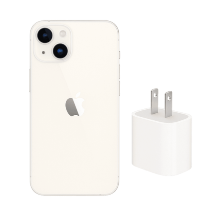 iPhone 13 128 GB Blanco estrella + Adaptador de corriente USB-C de 20 W