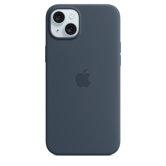 Funda de silicón con MagSafe para el iPhone 15 Plus - Azul tormenta