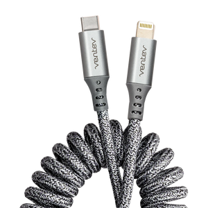 CHARGESYNC HELIX COILED USB C TO APPLE LIGHTNING CABLE 3FT